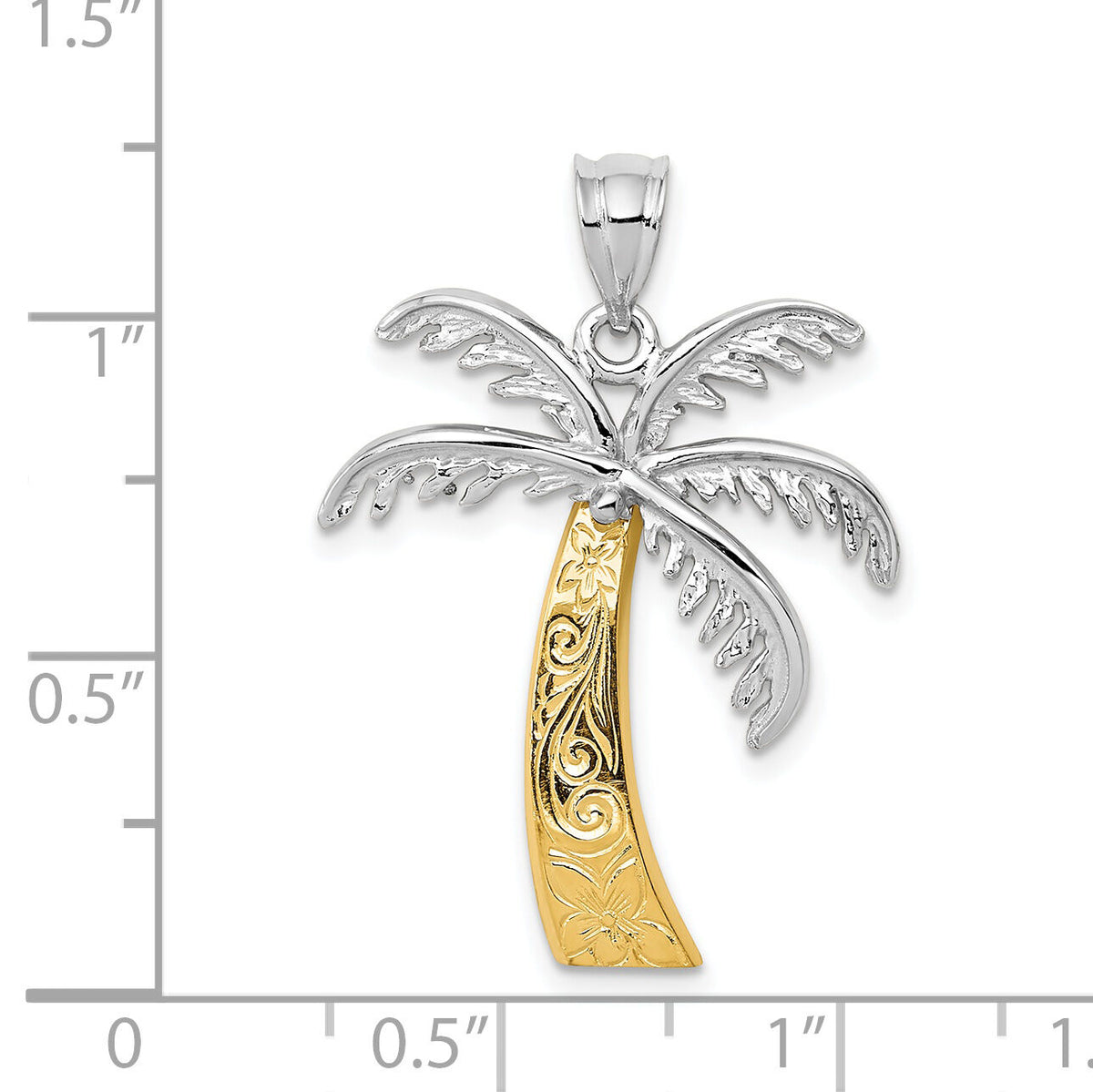14k Two-tone Palm Tree Pendant-K4158
