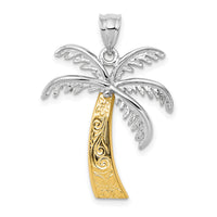 14k Two-tone Palm Tree Pendant-K4158