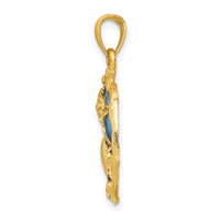 14K Blue Enameled Shell Cluster Pendant-K4166