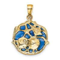 14K Blue Enameled Shell Cluster Pendant-K4166