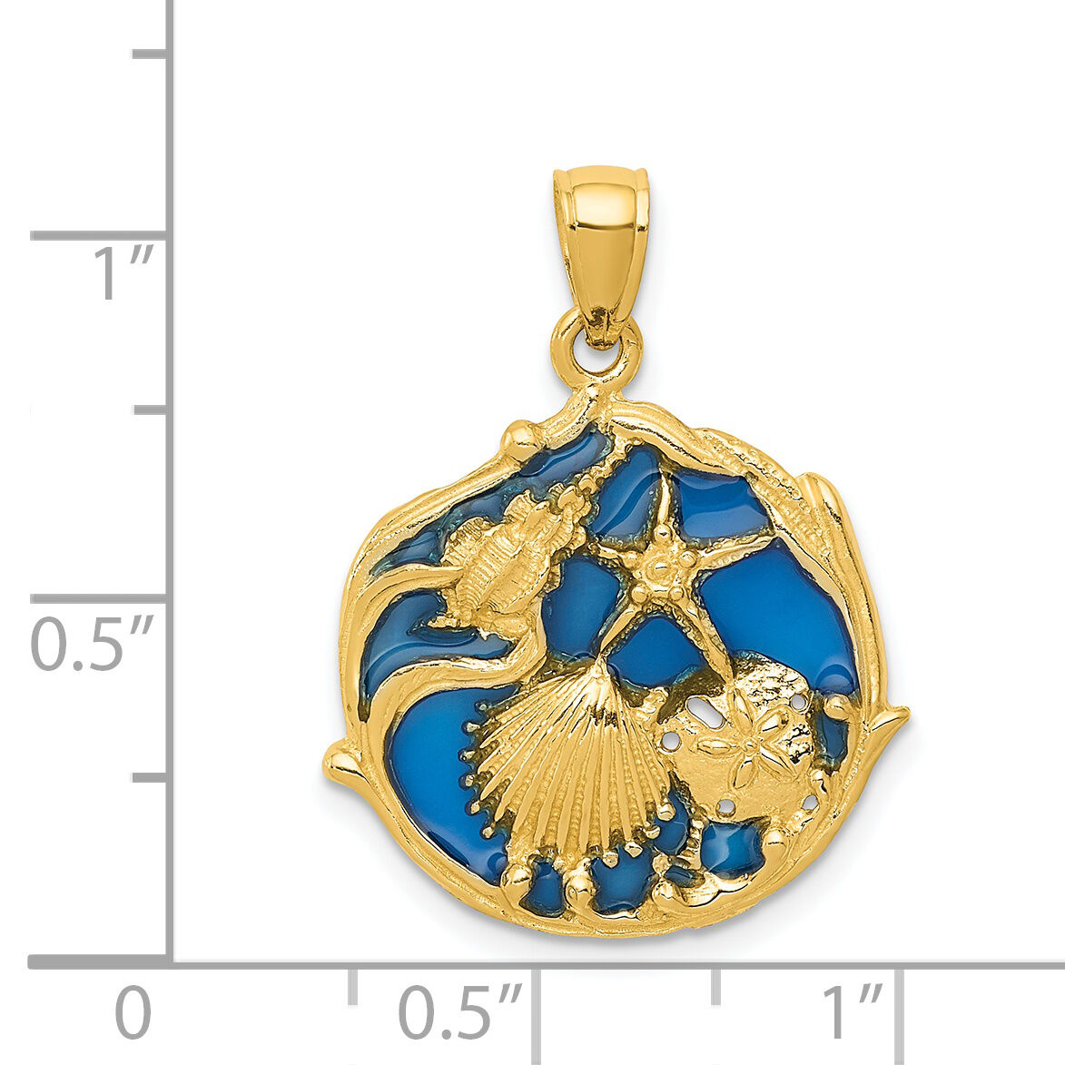 14K Blue Enameled Shell Cluster Pendant-K4166
