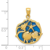 14K Blue Enameled Shell Cluster Pendant-K4166