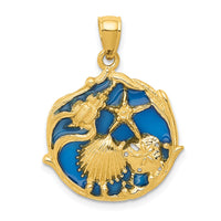 14K Blue Enameled Shell Cluster Pendant-K4166