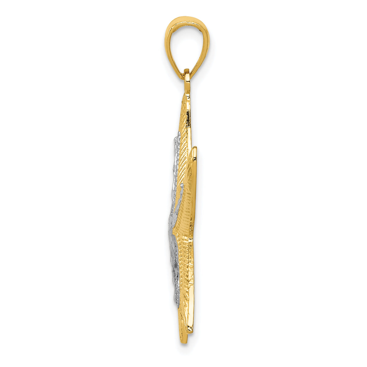 14K with White Rhodium Starfish Pendant-K4175
