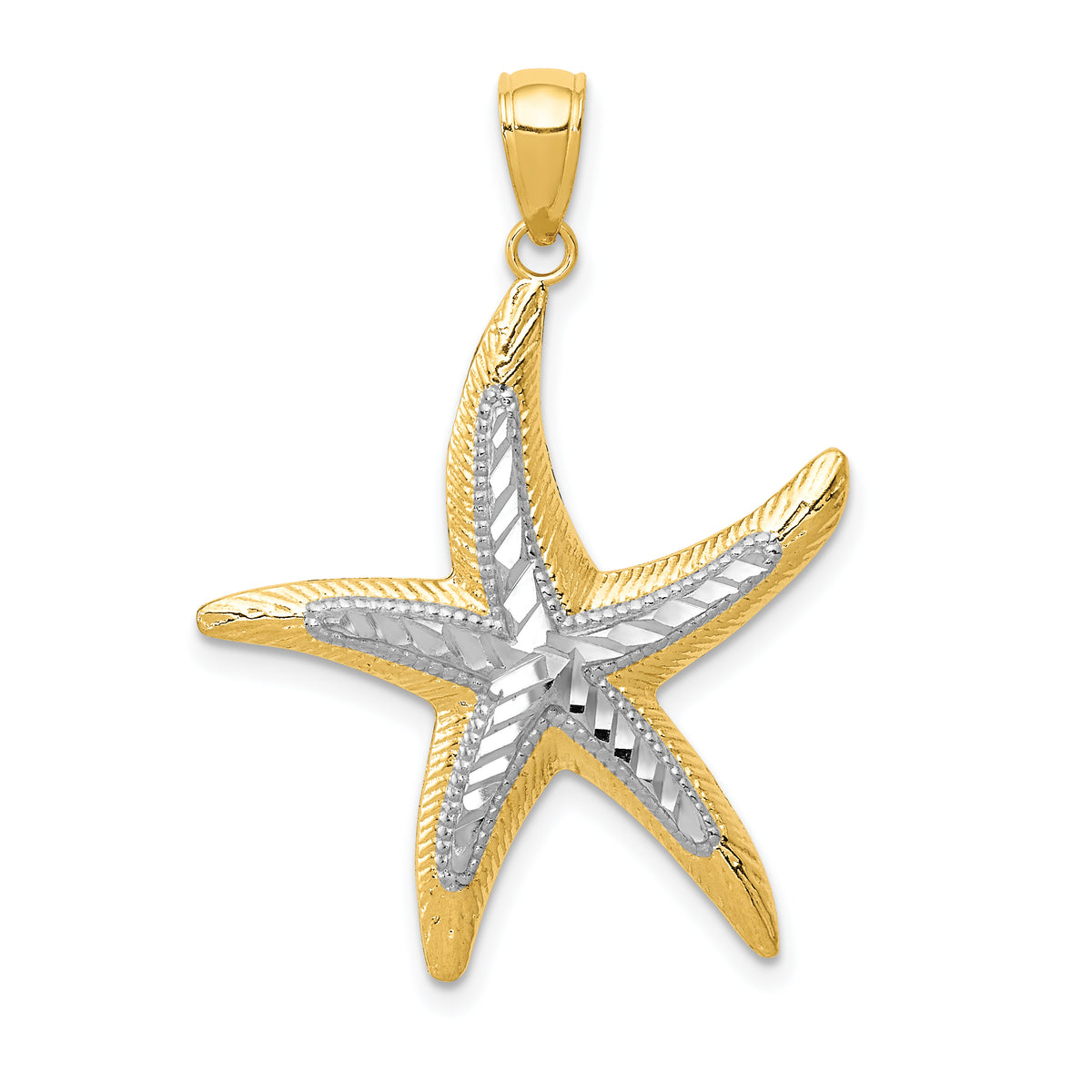 14K with White Rhodium Starfish Pendant-K4175