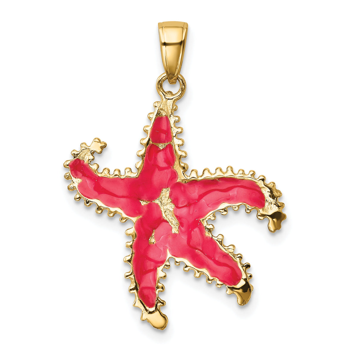 14K Pink Enameled Starfish Pendant-K4176