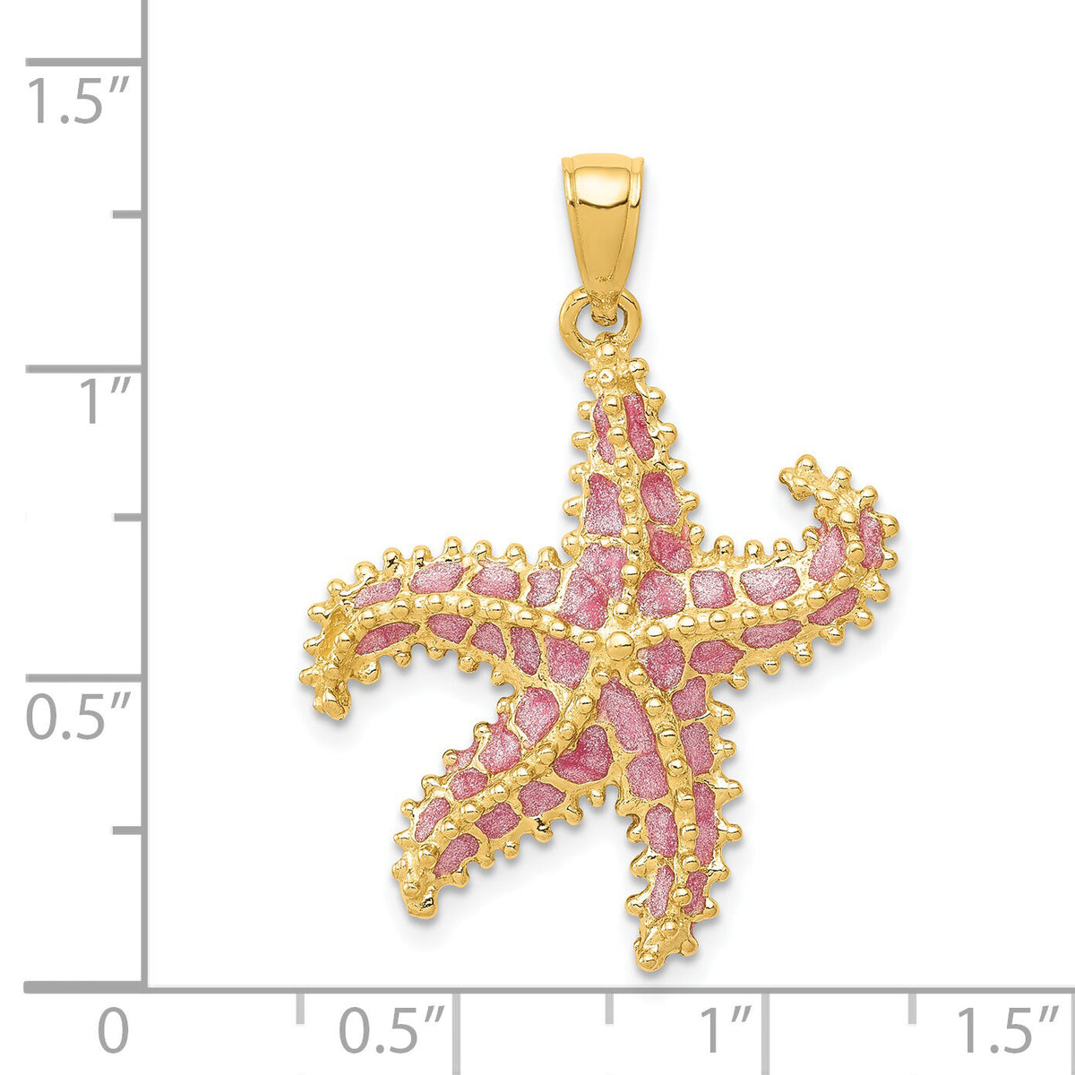 14K Pink Enameled Starfish Pendant-K4176