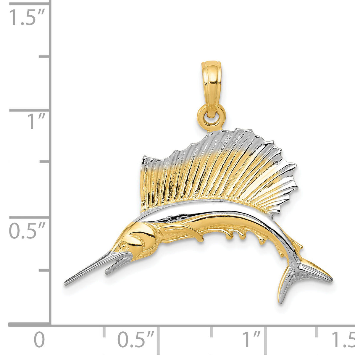 14K w/Rhodium Sailfish Pendant-K4192