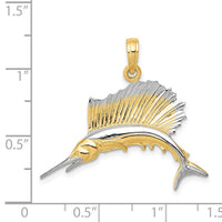 14K w/Rhodium Sailfish Pendant-K4192