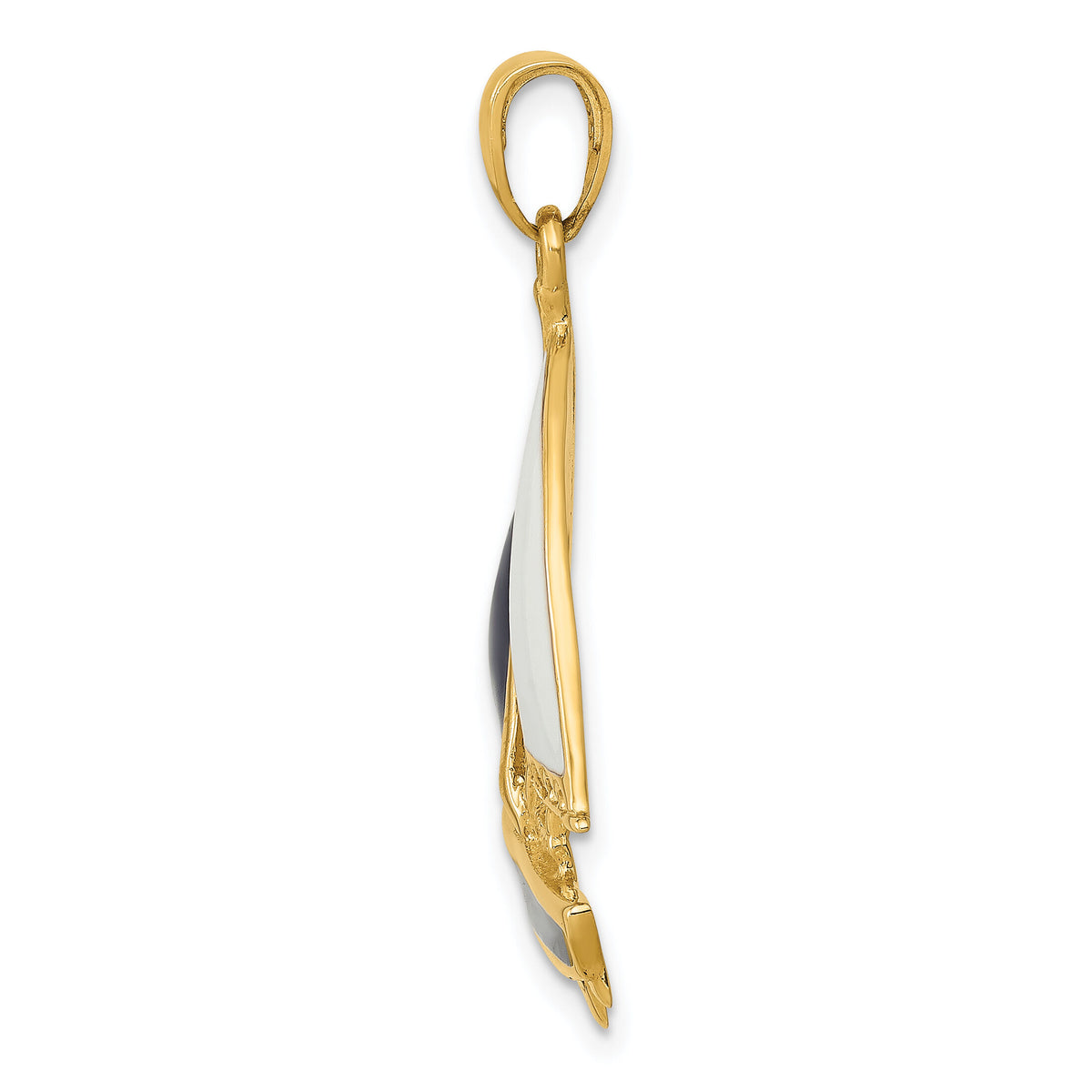 14K 2-D Blue and White Enameled Sailboat Pendant-K4199