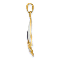 14K 2-D Blue and White Enameled Sailboat Pendant-K4199