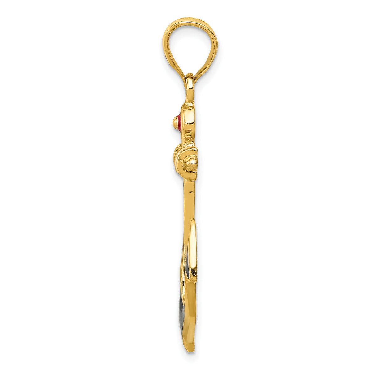 14K 2-D Red, White, and Blue Enameled Anchor Pendant-K4201