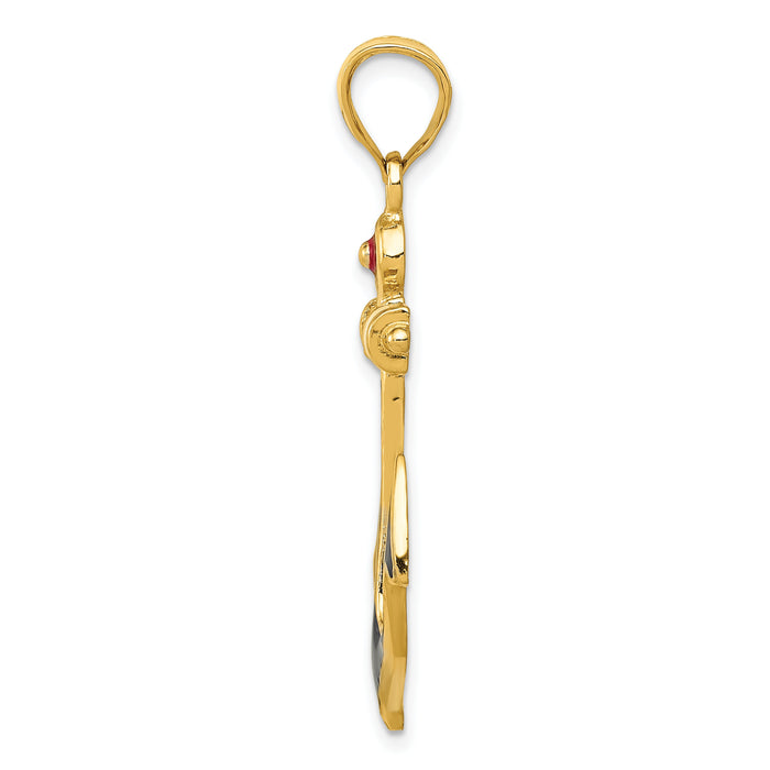 14K 2-D Red, White, and Blue Enameled Anchor Pendant-K4201