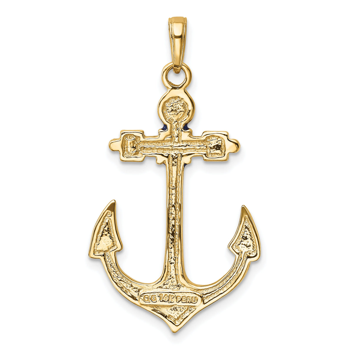 14K 2-D Red, White, and Blue Enameled Anchor Pendant-K4201