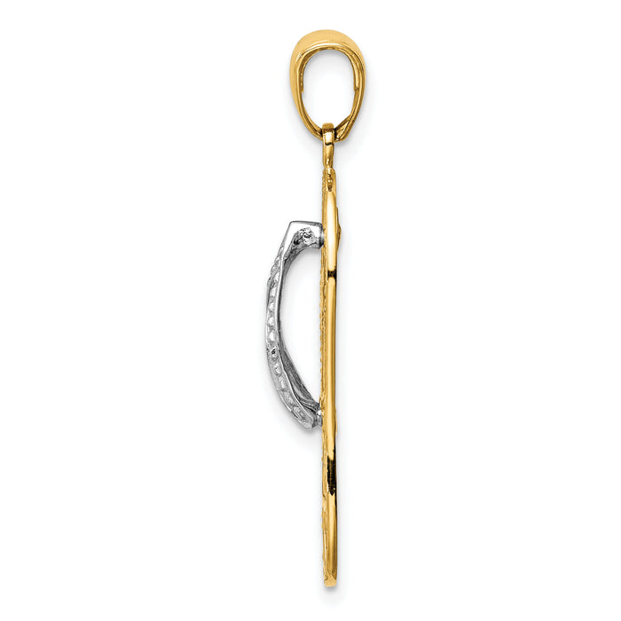 14K Two-tone Starfish Flip-Flop Pendant-K4205