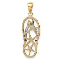 14K Two-tone Starfish Flip-Flop Pendant-K4205