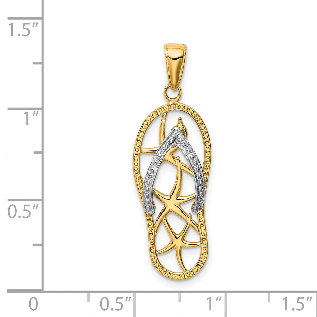 14K Two-tone Starfish Flip-Flop Pendant-K4205