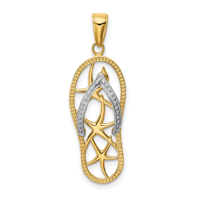 14K Two-tone Starfish Flip-Flop Pendant-K4205
