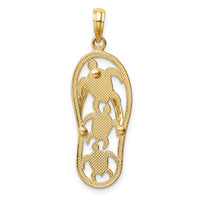 14K Two-tone Triple Sea Turtle Flip-Flop Pendant-K4206