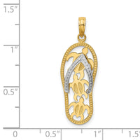 14K Two-tone Triple Sea Turtle Flip-Flop Pendant-K4206