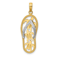 14K Two-tone Triple Sea Turtle Flip-Flop Pendant-K4206