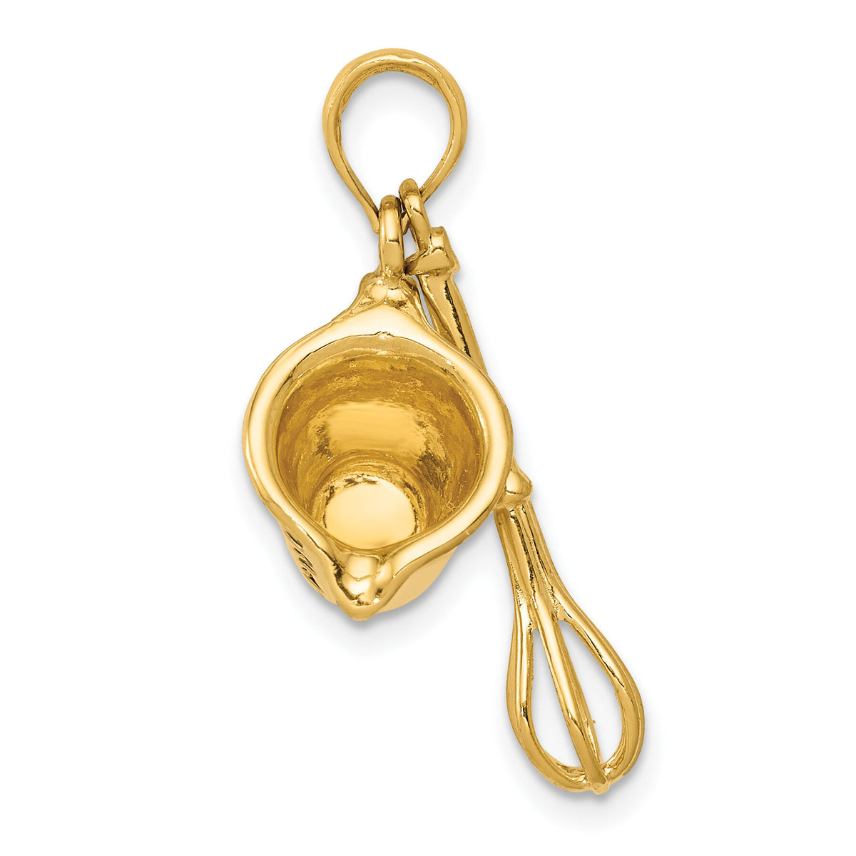 14K 3-D Black Enameled Measuring Cup and Whisk Pendant-K4210