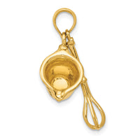 14K 3-D Black Enameled Measuring Cup and Whisk Pendant-K4210