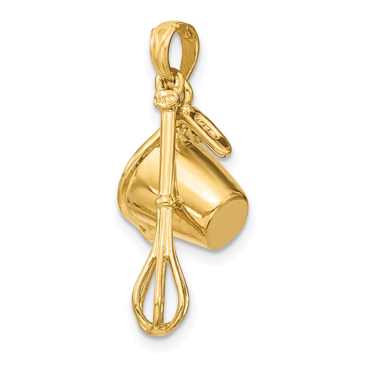 14K 3-D Black Enameled Measuring Cup and Whisk Pendant-K4210