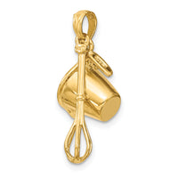 14K 3-D Black Enameled Measuring Cup and Whisk Pendant-K4210