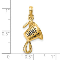 14K 3-D Black Enameled Measuring Cup and Whisk Pendant-K4210