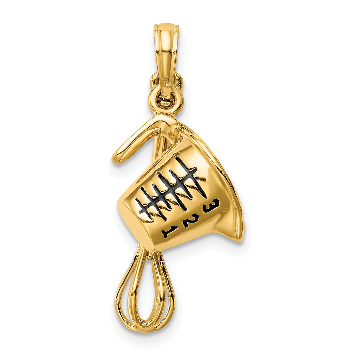 14K 3-D Black Enameled Measuring Cup and Whisk Pendant-K4210