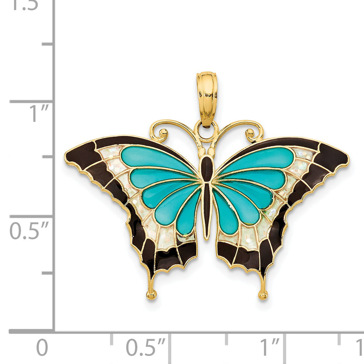 14K Enameled Butterfly Pendant-K4229