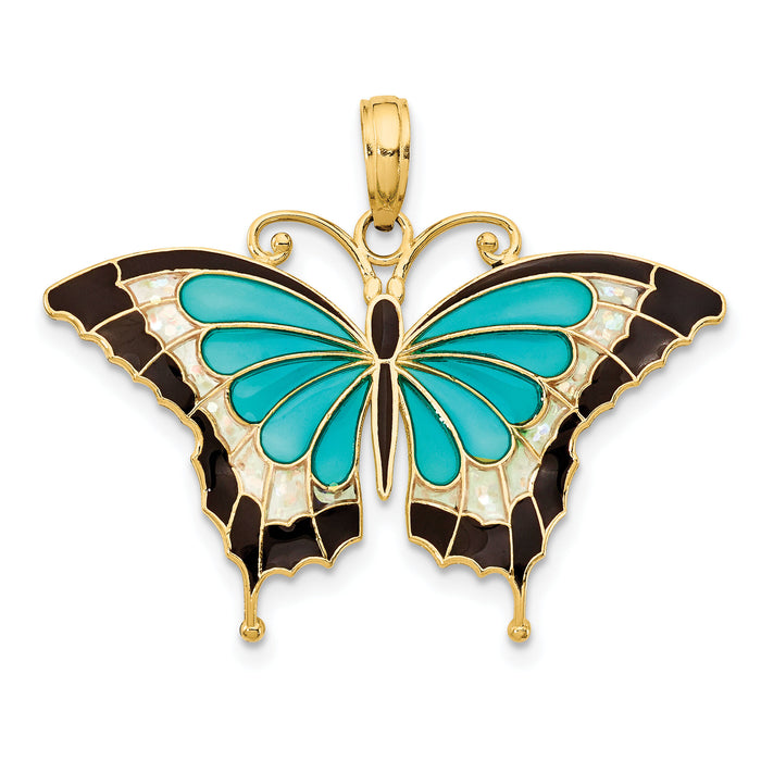 14K Enameled Butterfly Pendant-K4229