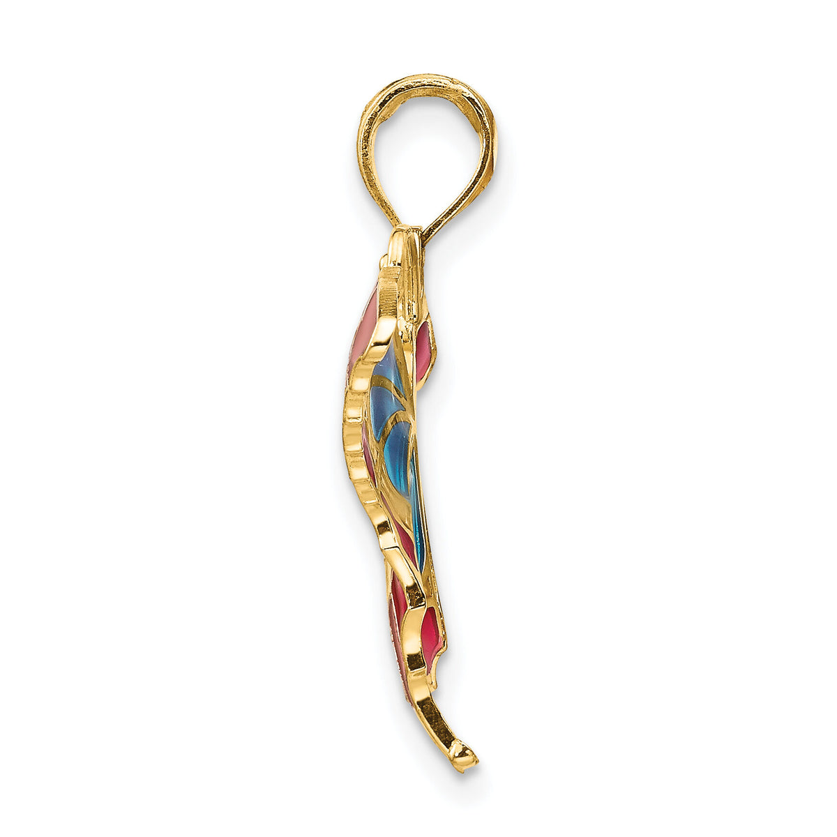 14K Blue and Red Enameled Butterfly Pendant-K4230
