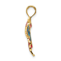 14K Blue and Red Enameled Butterfly Pendant-K4230