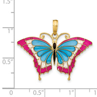 14K Blue and Red Enameled Butterfly Pendant-K4230
