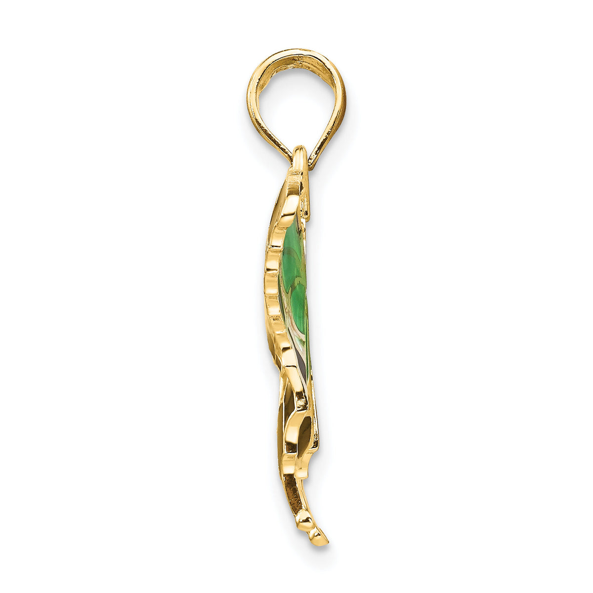14K Green Enameled Butterly Pendant-K4231