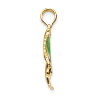 14K Green Enameled Butterly Pendant-K4231