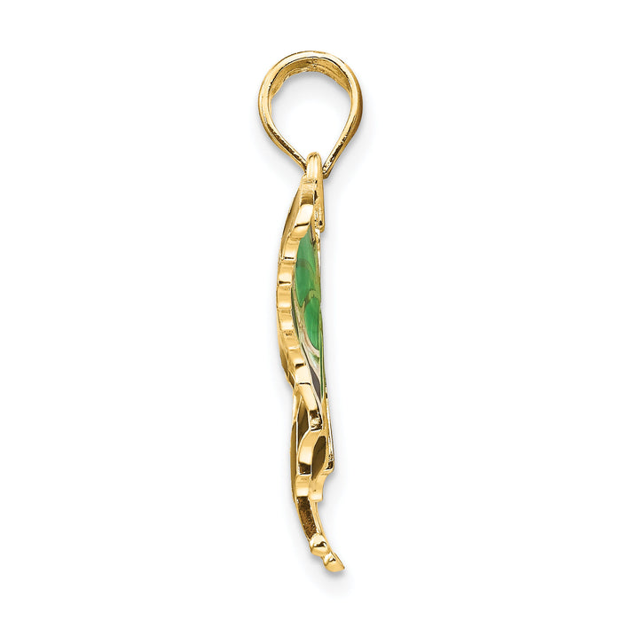 14K Green Enameled Butterly Pendant-K4231
