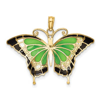 14K Green Enameled Butterly Pendant-K4231