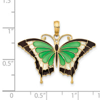 14K Green Enameled Butterly Pendant-K4231