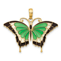 14K Green Enameled Butterly Pendant-K4231