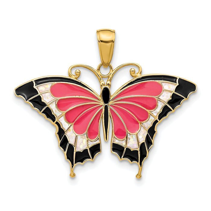 14K Enameled Butterfly Pendant-K4232