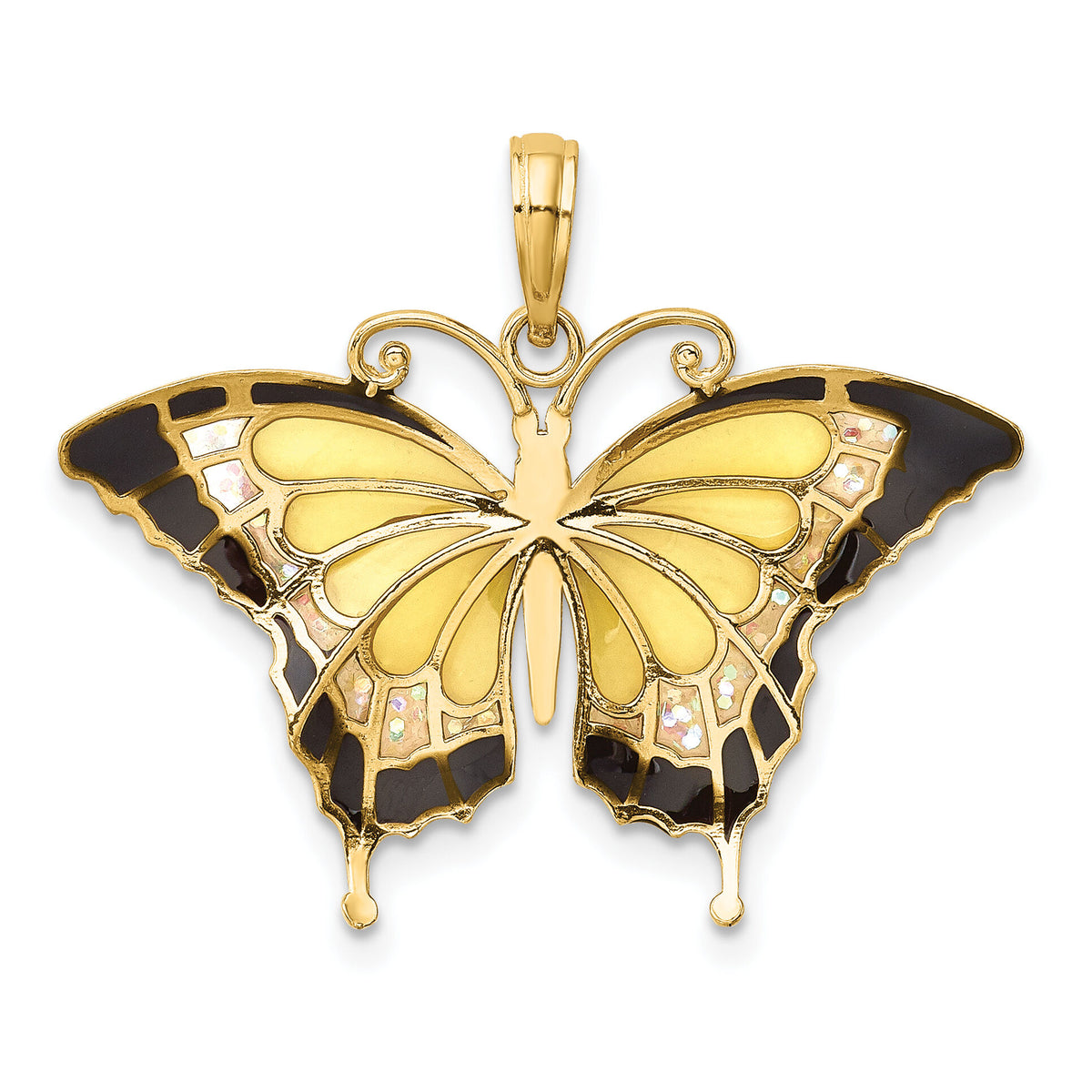 14K Yellow Enameled Butterfly Pendant-K4233