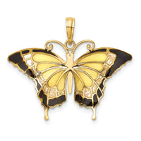 14K Yellow Enameled Butterfly Pendant-K4233