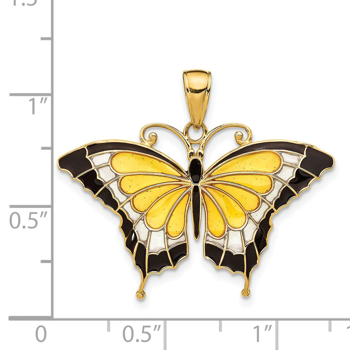 14K Yellow Enameled Butterfly Pendant-K4233