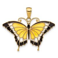 14K Yellow Enameled Butterfly Pendant-K4233