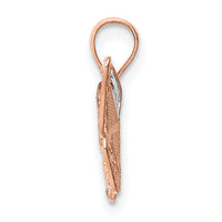 14k Rose Gold w/Rhodium Diamond-cut Butterfly Pendant-K4237