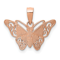 14k Rose Gold w/Rhodium Diamond-cut Butterfly Pendant-K4237
