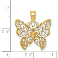 14k Filigree Butterfly Pendant-K4240